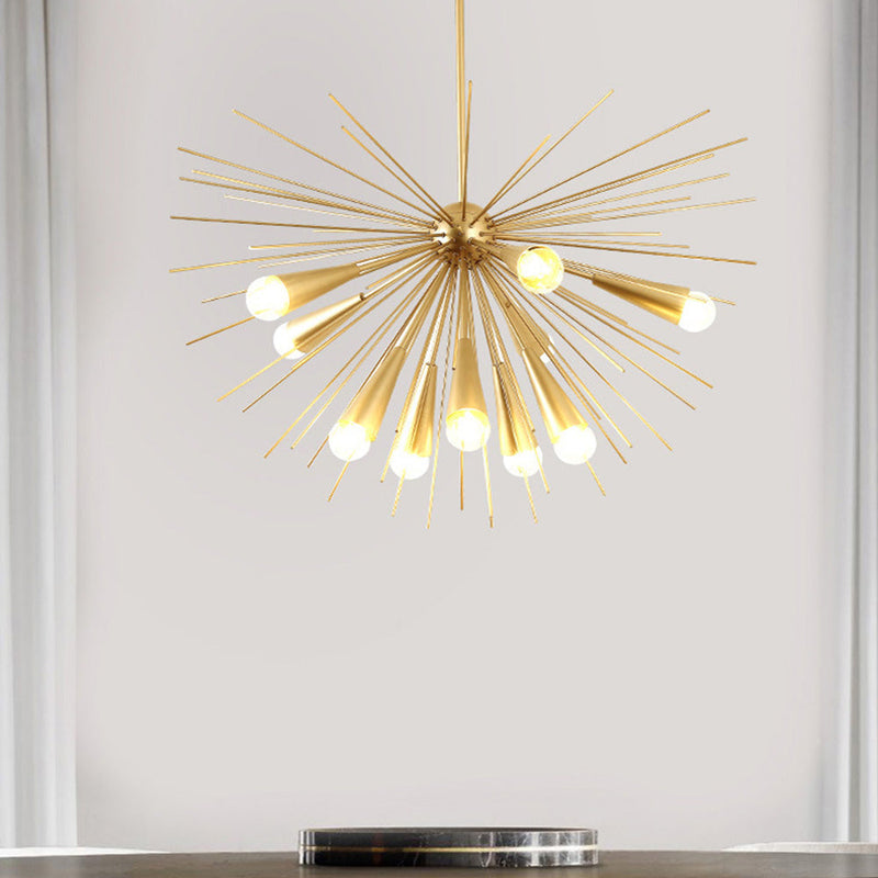 Lysekrone i messing – midcentury loftlampe til stuen