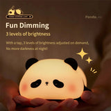 LED-natlampe i silikone formet som en panda