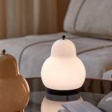 Bordlampe i creme med pæreform og touch – fransk bærbar