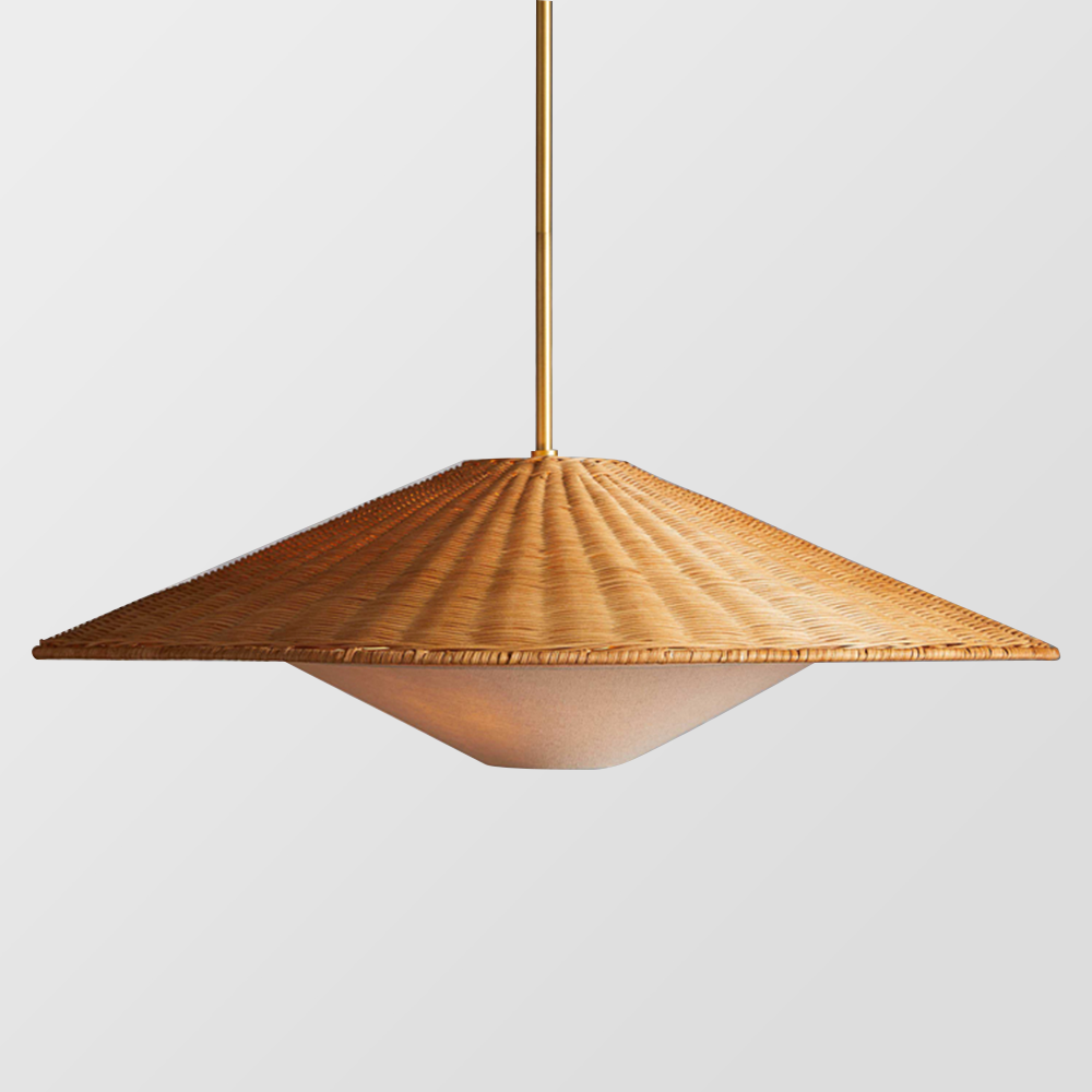 Rattanpendel i zen-stil – retro håndflettet hængelampe