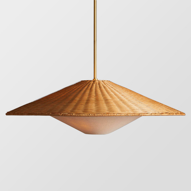 Rattanpendel i zen-stil – retro håndflettet hængelampe