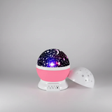 Projektorlampe med stjerner og måne – natlampe med musik, fjernbetjening og roterende effekt