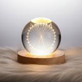 Natlampe med krystalkugle – 3D-lampe med planet- og månemotiv