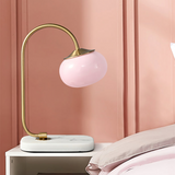 Bordlampe i metal og glas med marshmallow-form