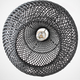 Boho sort håndflettet rattanpendel