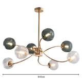 LED-lysekrone i jern og glas med guld – moderne loftlampe til stuen