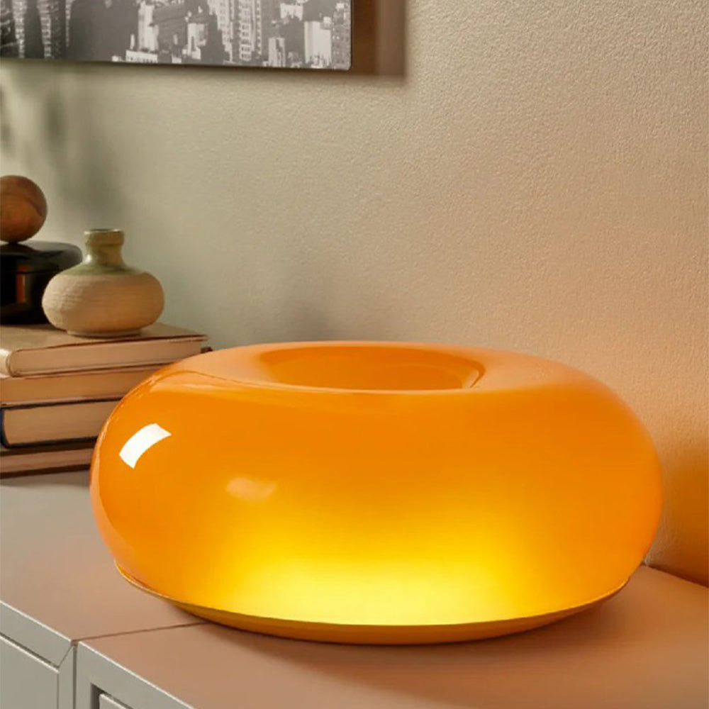 Bordlampe i glas med donutform