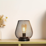 Bordlampe i metal med gitterskærm – trådløs opladelig bordbelysning