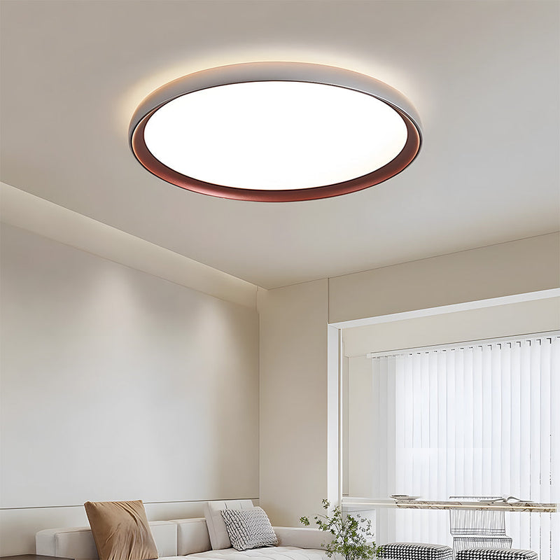 LED-loftlampe i brun – minimalistisk rund loftbelysning til soveværelset