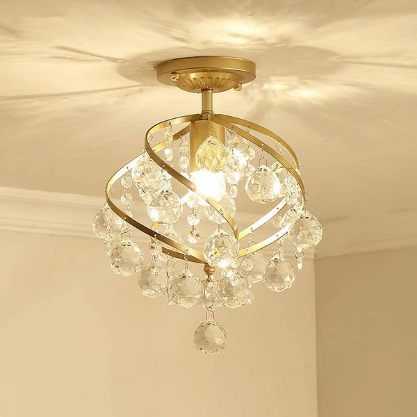Loftlampe i glas med spiralform – retro loftbelysning