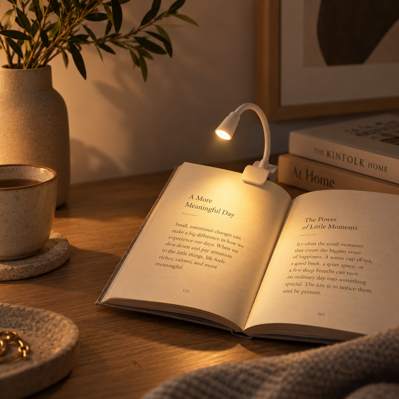 Læselampe med klips – genopladelig mini bordlampe til soveværelset