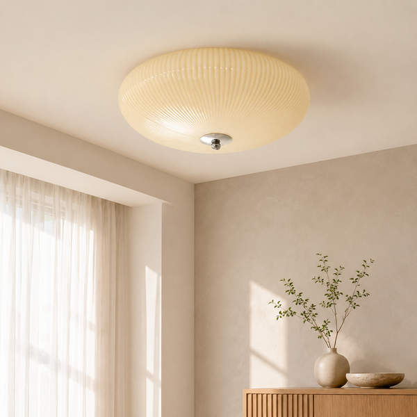 Loftlampe i glas – fransk enkel loftbelysning