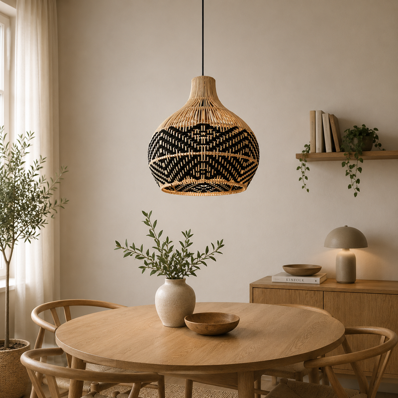 Rattanpendel – vintage håndflettet hængelampe