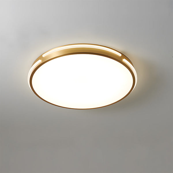 LED-loftlampe i kobber og guld – rund loftbelysning til stuen