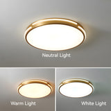 LED-loftlampe i kobber og guld – rund loftbelysning til stuen