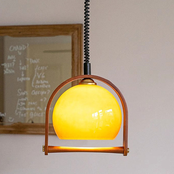 Glaspendel med orange kugle – midcentury hængelampe