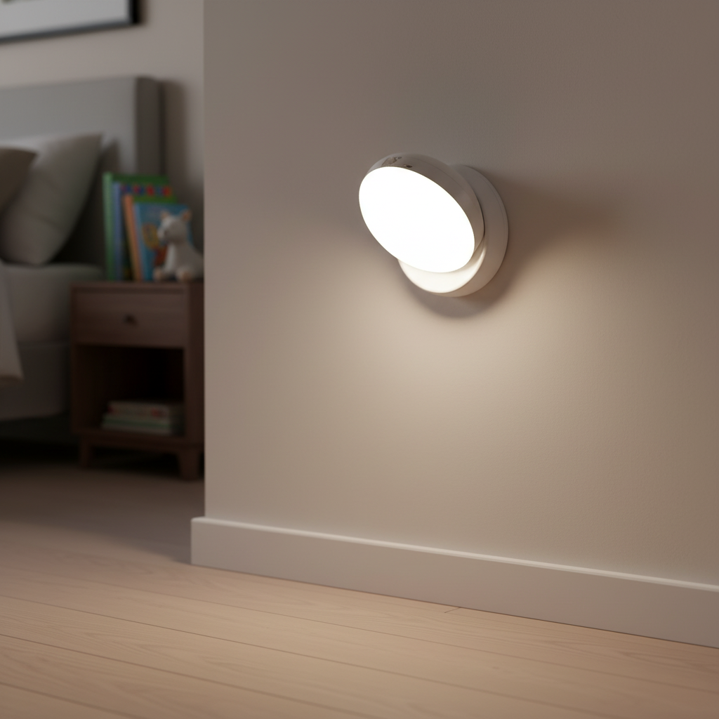 Natlampe med bevægelsessensor – trådløs sensorlampe med drejelig skærm