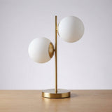 Bordlampe i glas med to kugler – skandinavisk natbordslampe