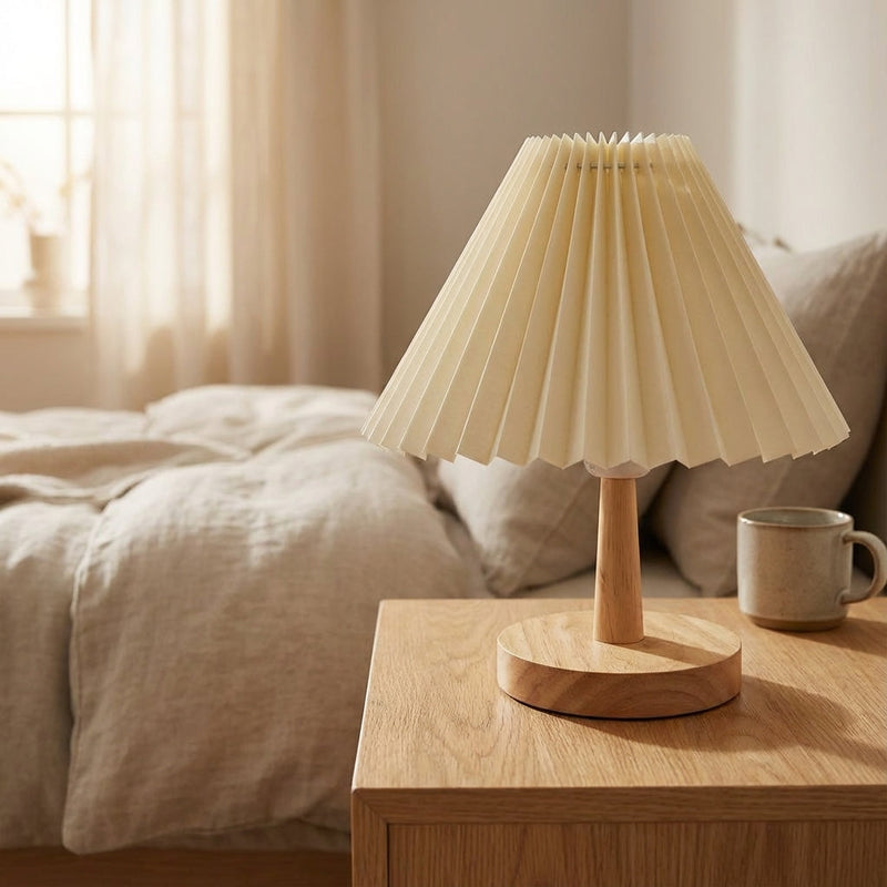 Bordlampe med plisseret skærm – foldbar genopladelig bordbelysning