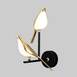 Moderne LED-væglampe i guld med fuglemotiv