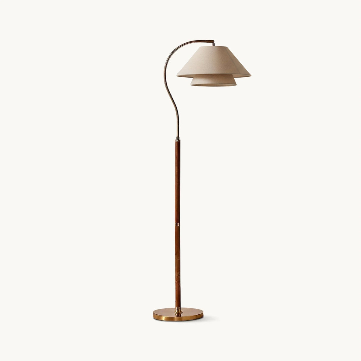 Gulvlampe i stof med dobbelt skærm – moderne standerlampe på 155 cm
