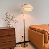 Gulvlampe i stof med dobbelt skærm – moderne standerlampe på 155 cm