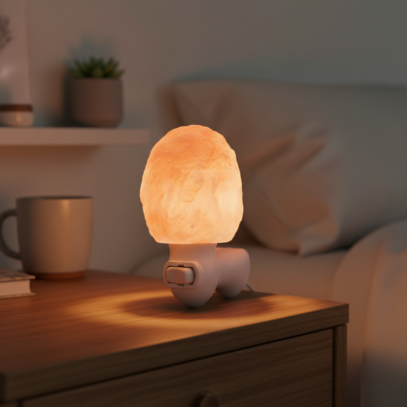 Natlampe i salt – stiklampe med varmt lys til stikkontakten