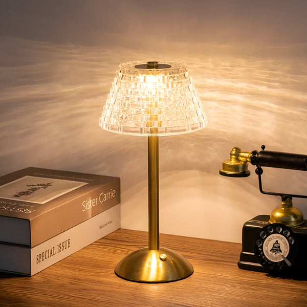 Bordlampe i glas – trådløs vintage bordbelysning med touch