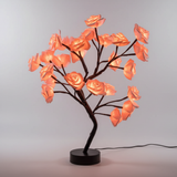 Bordlampe med rosenmotiv – dekorativ trælampe i otte farver