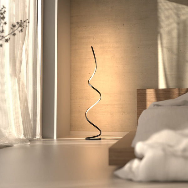 Gulvlampe med spiralform – minimalistisk dæmpbar standerlampe
