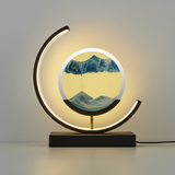 Bordlampe med sandkunst – drejelig dekorationslampe i akryl