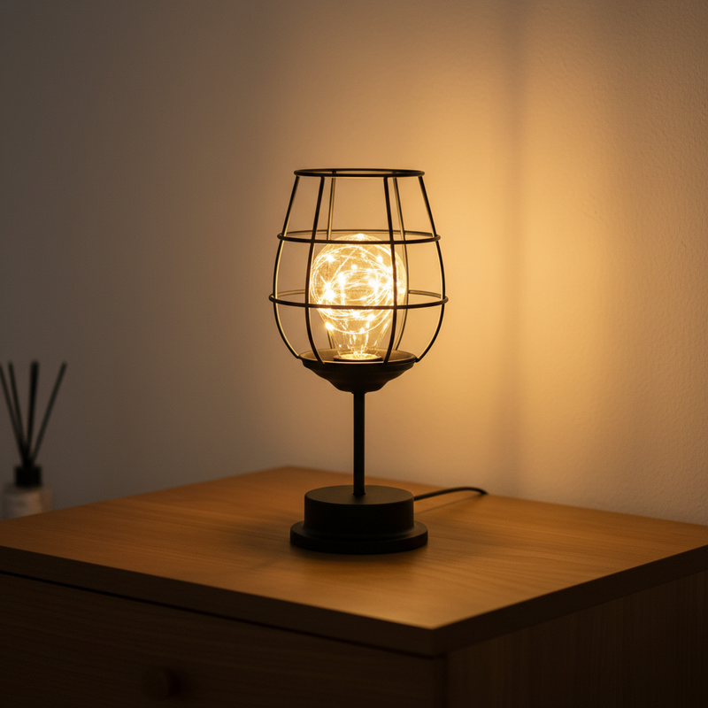 Bordlampe i metal med stofskærm – klassisk bordbelysning i tre former