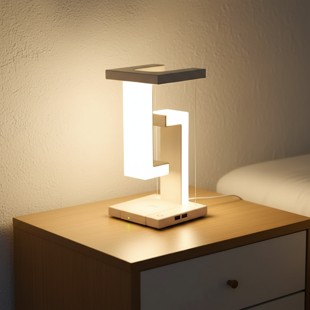 Bordlampe med svæveeffekt – designlampe med trådløs opladning