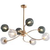 LED-lysekrone i jern og glas med guld – moderne loftlampe til stuen