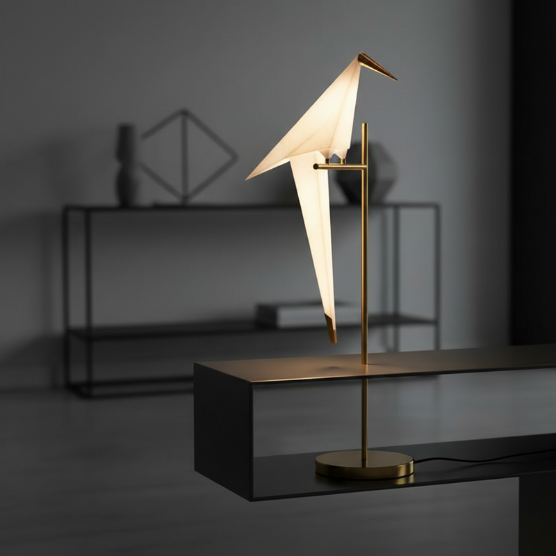 Bordlampe med origamiform – magnetisk LED-lampe i fugleform