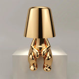 Bordlampe med figurmotiv – genopladelig stemningslampe i guld og sølv
