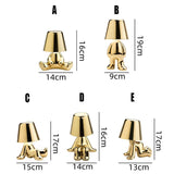 Bordlampe med figurmotiv – genopladelig stemningslampe i guld og sølv