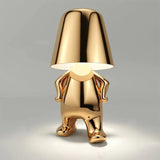 Bordlampe med figurmotiv – genopladelig stemningslampe i guld og sølv