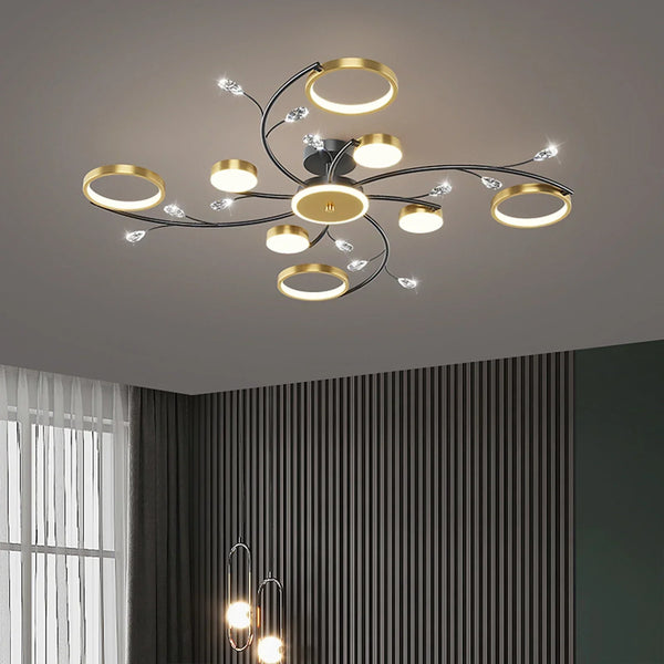 Lysekrone i metal – moderne dæmpbar LED-loftlampe til spisestuen