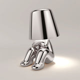 Bordlampe med figurmotiv – genopladelig stemningslampe i guld og sølv
