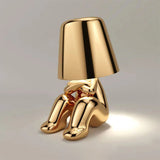 Bordlampe med figurmotiv – genopladelig stemningslampe i guld og sølv