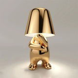 Bordlampe med figurmotiv – genopladelig stemningslampe i guld og sølv