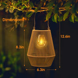 Lanterne i rattan – solcellelampe til haven med skumringssensor