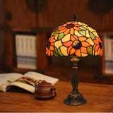 Bordlampe i Tiffany-glas med justerbar hals – art deco skrivebordslampe