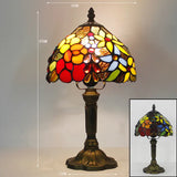 Bordlampe i Tiffany-glas med justerbar hals – art deco skrivebordslampe