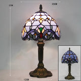 Bordlampe i Tiffany-glas med justerbar hals – art deco skrivebordslampe