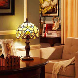 Bordlampe i Tiffany-glas med justerbar hals – art deco skrivebordslampe
