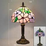 Bordlampe i Tiffany-glas med justerbar hals – art deco skrivebordslampe