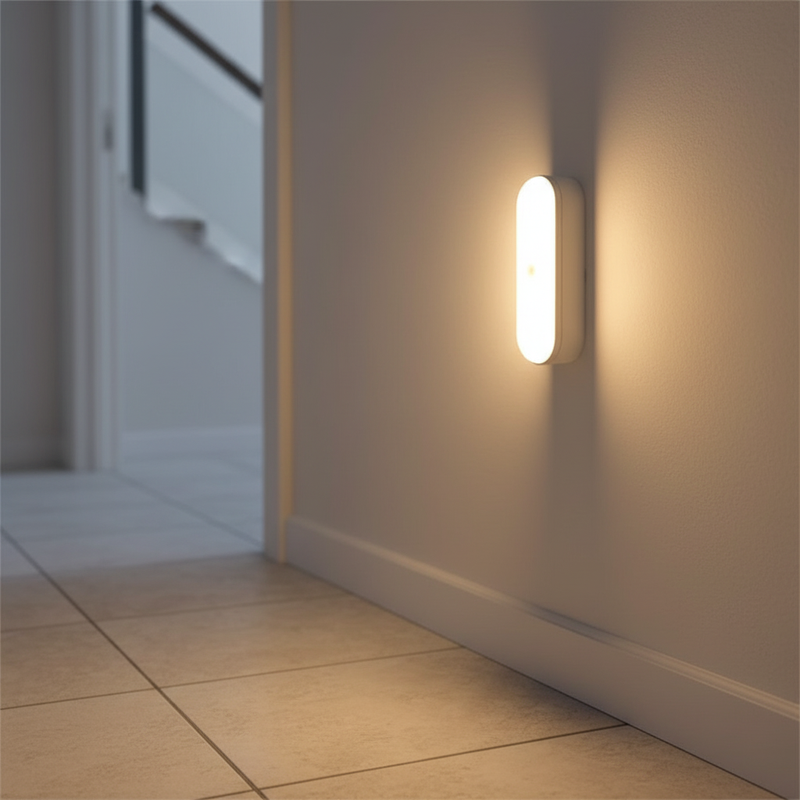 Væglampe med bevægelsessensor – genopladelig lampe med magnetbeslag
