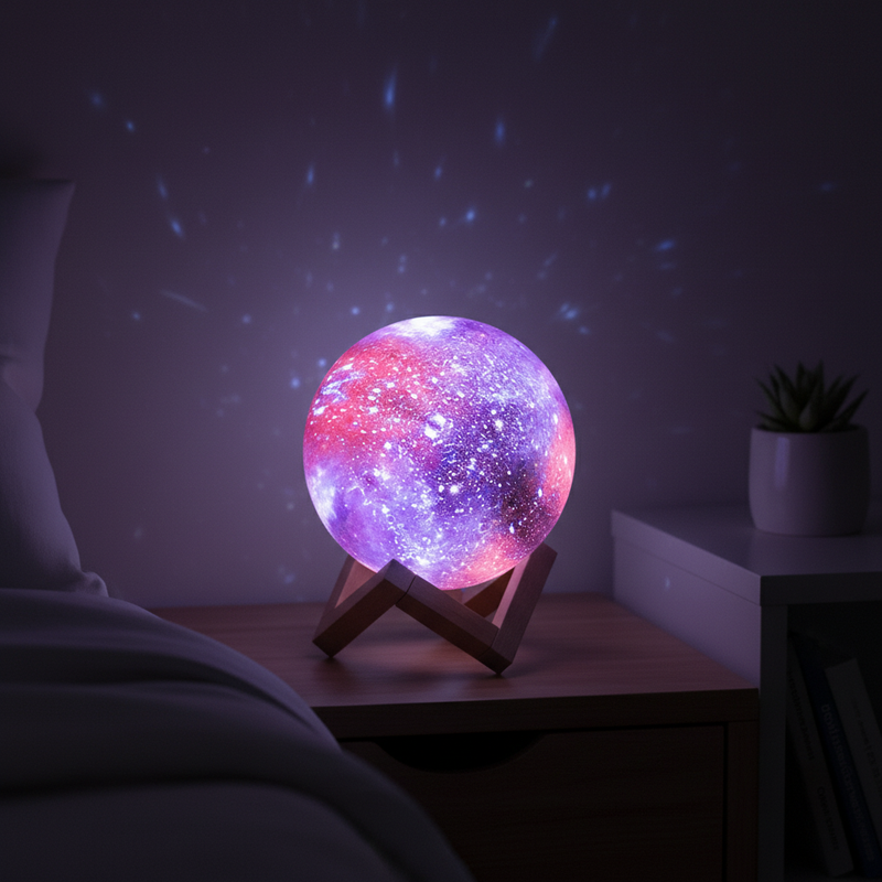 Natlampe med stjerneprojektion – genopladelig lampe i tre størrelser